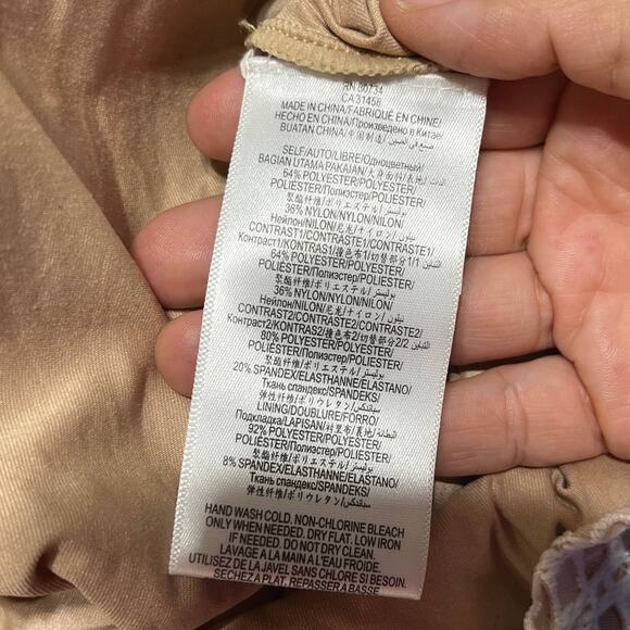 BCBGMaxAzria Women's White Cream Elyze Lace Color Blocked A-Line V-Neck Dress XS - Picture 7 of 8